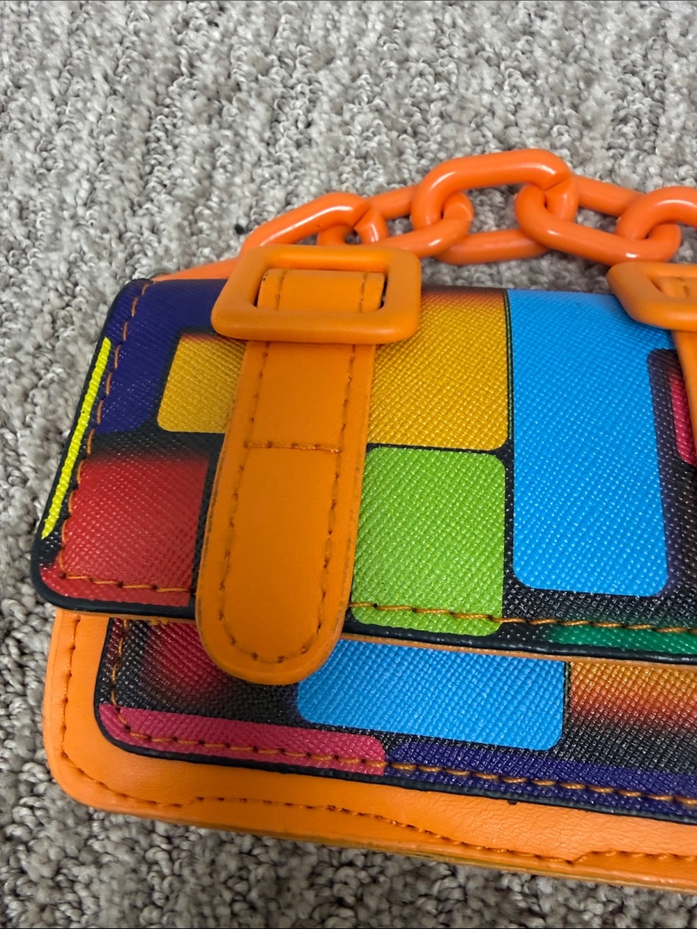 Source Unknown Orange Multicolor Mini Crossbody with Chunky Chain - Picture 3 of 11